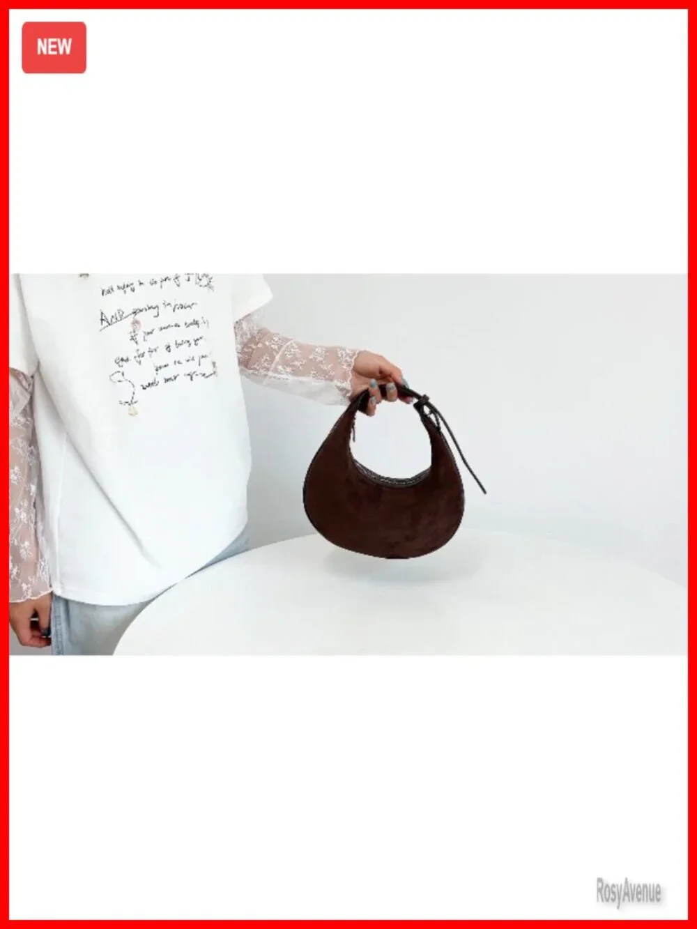 Faux Suede Crossbody Hobo Bag with Adjustable Strap